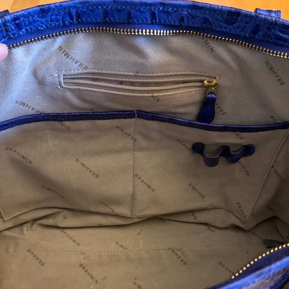 Brahmin Blue Crocodile Embossed Asher Tote Bag - Picture 8 of 8